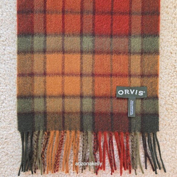 NWOT Orvis Lambswool Scarf in Autumn Plaid - Picture 8 of 8